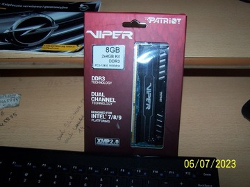 PAMIĘĆ DDR3 8GB RAM 2x4GB PC3-12800 1600MHz VIPER