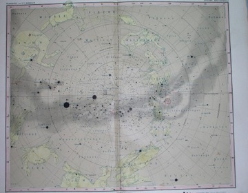 1908 MAPA NIEBA gwiazdozbiory ASTRONOMIA oryginał