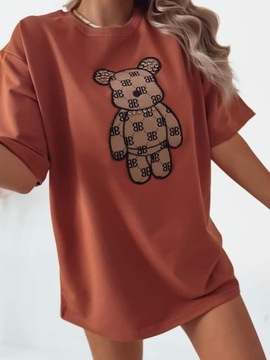 T-shirt damski oversize miś bear 3d cegła nowość 