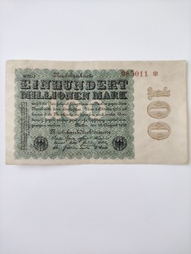 Banknot 100 milionem Mark z 1923 roku