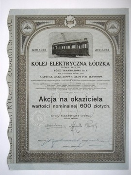 KOLEJ ELEKTRYCZNA ŁÓDZKA - TRAMWAJ MPK 600zl 1929 