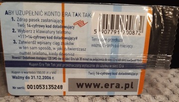 Karta kolekcjonerska PRE-PAID EraTakTak NOWA FOLIA