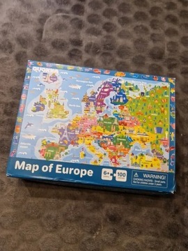 Puzzle 100 elementów Mapa Europy, duże puzzle