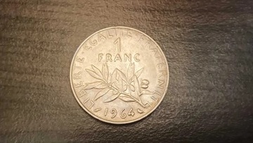 Monety Francja 1 frank z 1964r.Orginał Stan