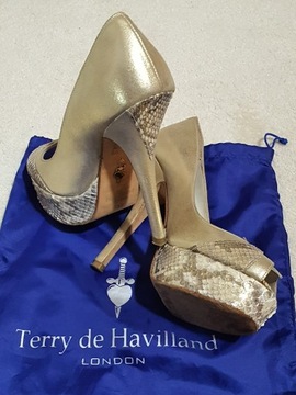 buty luksusowej marki Terry de Havilland, złote 36