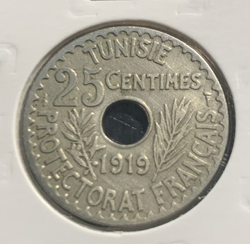 Tunezja 25 centymów, 1337 (1919)