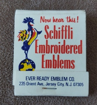 Zapałki. Schiffli embroidered emblems. N.Y.