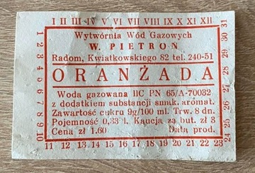 Etykieta Oranżada Radom