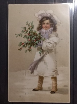 Pocztówka Boże Narodzenie Dziewczynka 1904