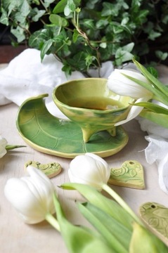 Ceramiczna filiżanka do espresso zielona prezent