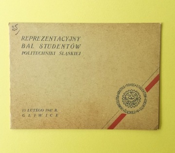 Zaproszenie z 1947 Bal studentów Politechniki Śl