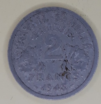 Francja 2 franki, 1943