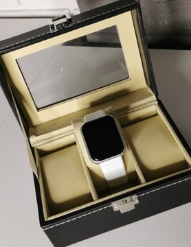 Smartwatch kwadratowa koperta biały silver