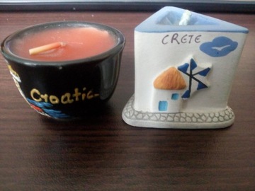Dwie ozdobne świeczki - z Krety i z Chorwacji