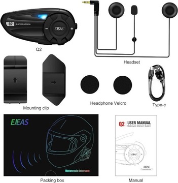 Interkom motocyklowy Ejeas Q2, Bluetooth 5.1