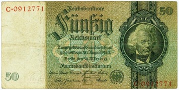 50 REICHSMARK 30.03.1933 - ser C - stan na skanie