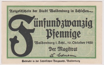 Waldenburg (Wałbrzych), 25 Pf, 10.10.1920 (z)