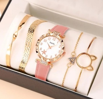 Zegarek dla dziewczynki z zestawem biżuterii