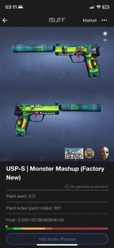 USP - Monster Mashup |FN| #7 float na świecie | cs