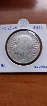 10 ZŁOTY z 1932 r "ZM" Jadwiga , srebro