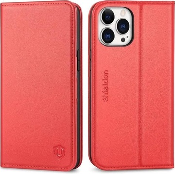Shieldon Etui skórzane iPhone 12 Pro Max -czerwone