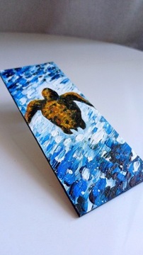 Mini obraz malowany RĘCZNIE | Żółw morski