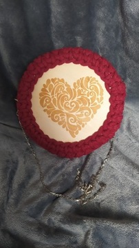 torebka okrągła z sercem na łańcuszku, handmade