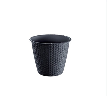 Doniczka plastikowa rattan czarna 30cm DRSO300 