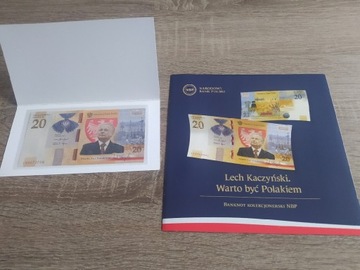 Lech Kaczyński warto być Polakiem banknot i folder