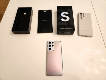 Samsunga S21 Ultra Silver + oryginalne etui _IDEAŁ _ KRK_