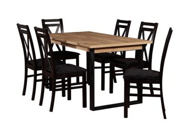 Zestaw stół rozkładany styl lotfowy 6 krzeseł 