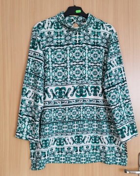 Bluzka damska biało zielona H&M