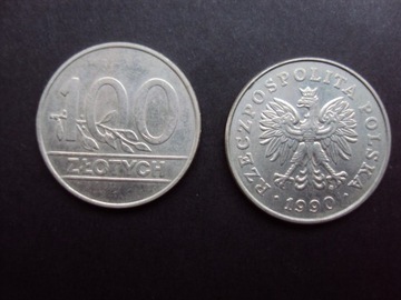 Monety 100 zł Nominał. z 1990r.jak na foto