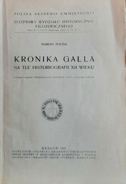 M Plezia Kronika Galla na tle historiografii XII w