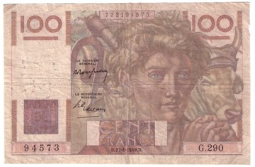 Francja, banknot 100 franków 1949 - st. 4
