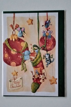 Karta 3D z kopertą brokat Merry Christmas 16x11cm