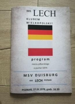 Program Lech Poznań - MSV Duisburg 1978