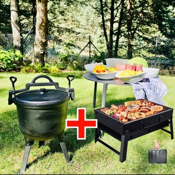 Kociołek stojący 8L + GRATIS Grill węglowy 35x35 