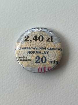 Button przypinka handmade bilet autobusowy unikat 