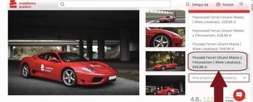 Voucher wyjątkowy prezent Poszalej Ferrari ulicami