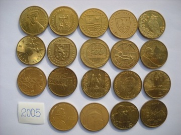 Monety 2 zł NG -roczki 2005 - komplet 19 szt.