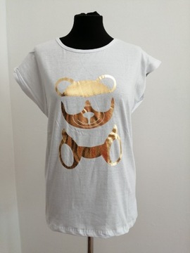 T-shirt Koszulka damska biała Gold Miś Rozmiar L