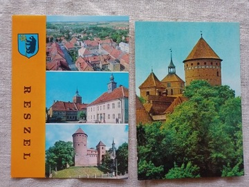 Reszel - 2x kolorowe pocztówki lata 70'te