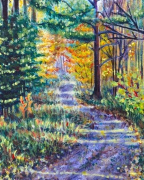 Obraz ręcznie malowany pejzaż jesienny las