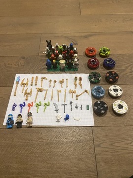 25x figurek Lego ninjago + 10x spinjitzu i bronie!