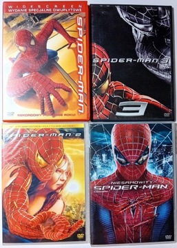 SPIDER-MAN 1 + 2 + 3 + Niesamowity S. 4 filmy DVD