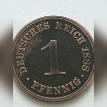 1 pfennig 1888 A, Prusy.