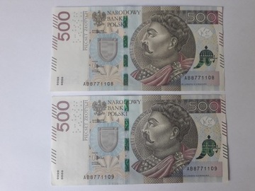 Banknoty 500 pln x 2