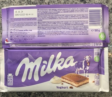 Czekolada mleczna jogurtowa nadziewana Milka.