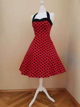 sukienka na lato boho polka dot grochy lata 50te